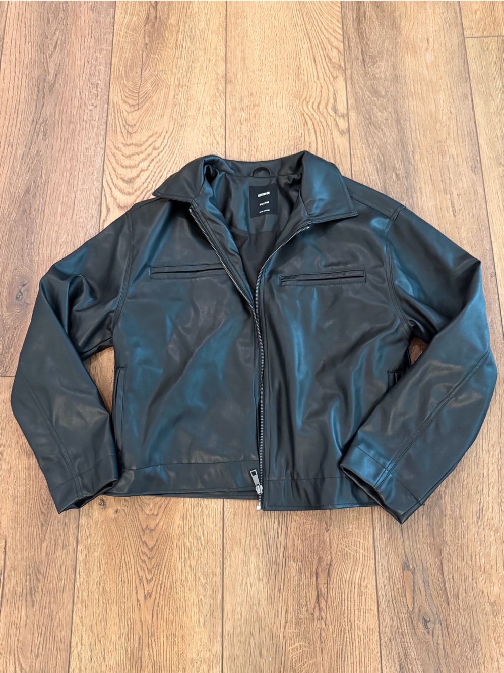 Cotton On Black Faux Leather Zip Jacket